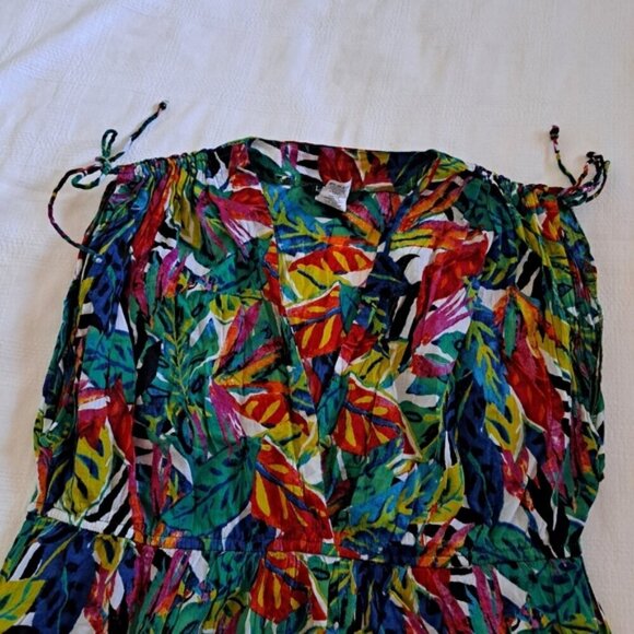 Lauren Ralph Lauren women's 1X Rainforest Tropical Farrah Mini swim cover up - Picture 3 of 11